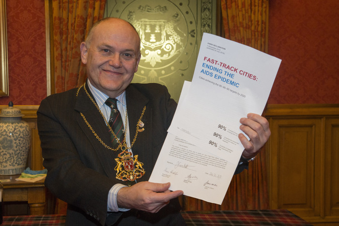Lord Provost Councillor Barney Crockett pictured with the signed agreement